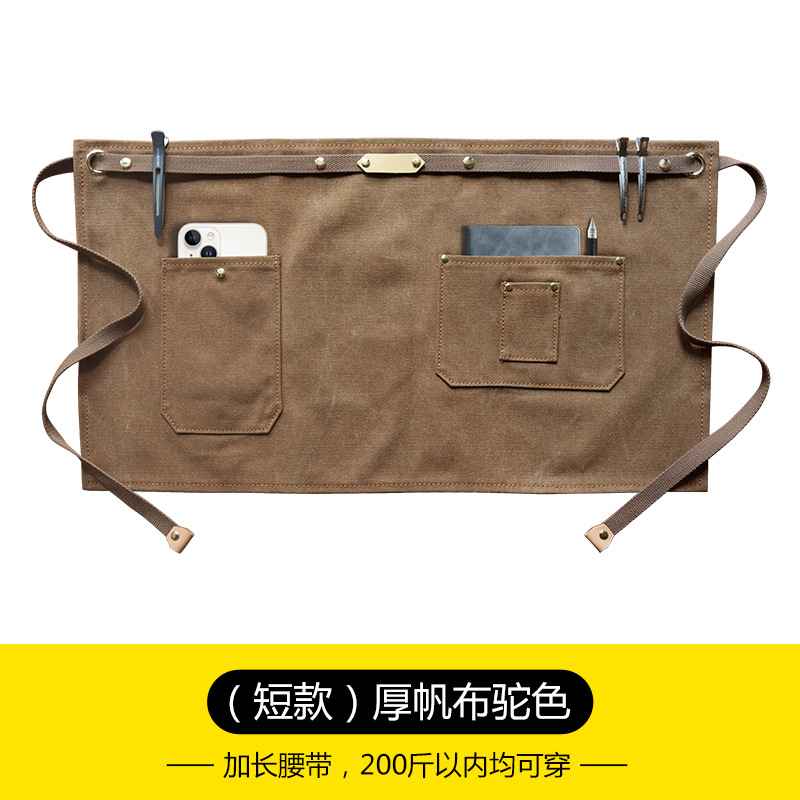 Estilo coreano delantal de lona gruesa media longitud corta opcional leche té barista trajes delantal de mezclilla al por mayor
