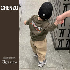 男童套装2025秋季新款潮酷儿童宽松百搭印花套头上衣宝宝直筒长裤