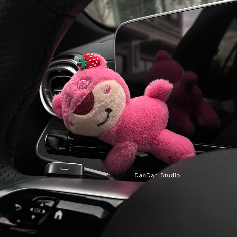 Strawberry Bear Car Fender Decoration Wiper Turn Signal Plush Doll Ornament Cute Creative Girl Gift
