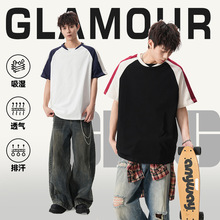 户外短袖男百搭休闲古色系圆领上衣纯棉宽松情侣T恤设计感潮流