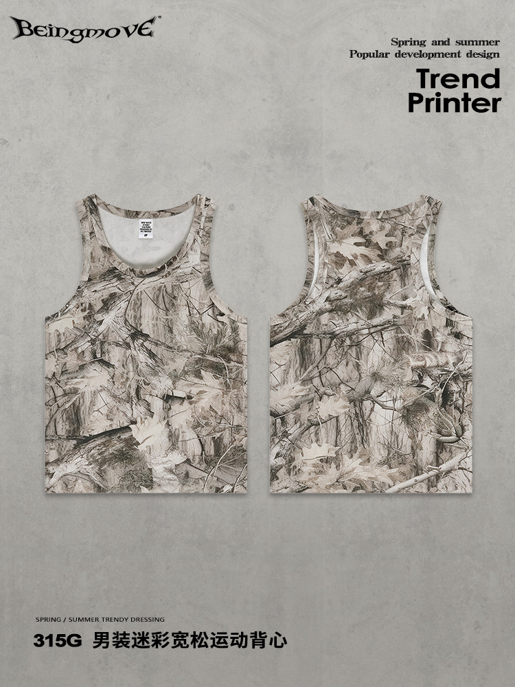 Calle secada| Verano marcas de moda europeas y americanas ramas de camuflaje chaleco deportivo suelto casual vestido exterior hombre