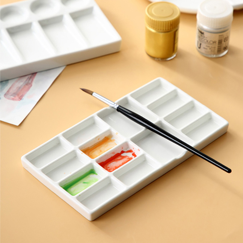 Paleta de cerámica pintura china acuarela gouache pigmento placa multi-cuadrícula Puro Blanco cuadrado placa arte estudiante pintura especial pintura