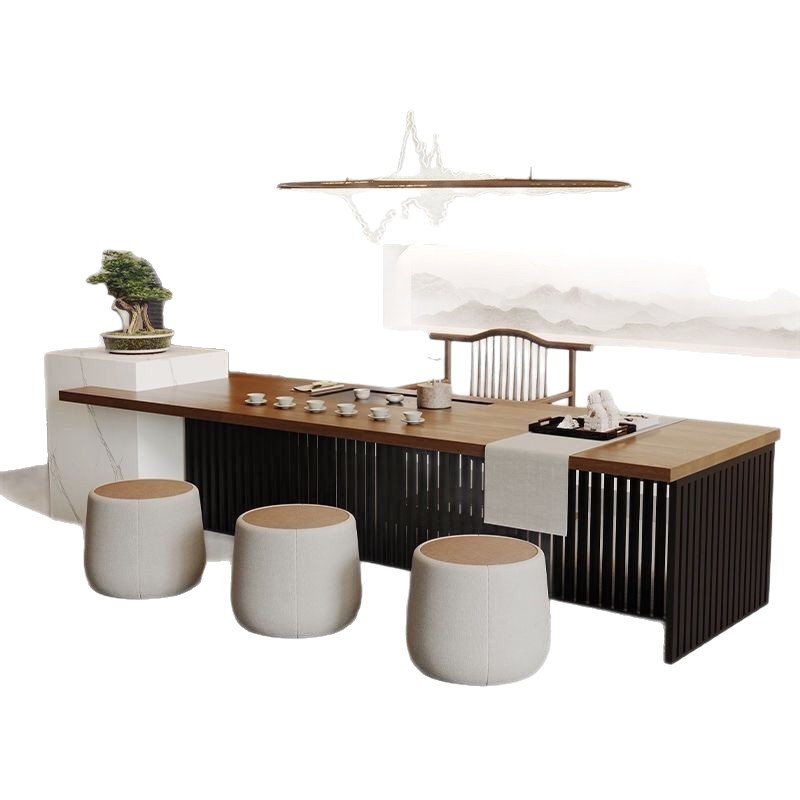 Isla de madera maciza mesa de té mesa de té de tablero grande mesa de té combinación de mesa de té de lujo simple y ligero mesa de té mesa de té china para el hogar