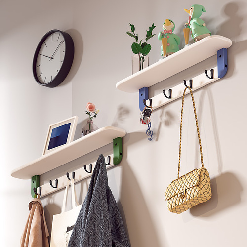 【Dropshipping】Home Wall Shelf Rack Shelf Divider Creative Solid Wood Wall Hat Rack Wall Hanging Clothes Rack