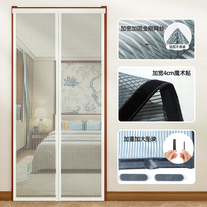 Cortina de puerta a prueba de mosquitos privacidad ventilación sin perforación doméstica 2025 nuevo tipo de puerta de pantalla magnética auto-succión anti-espionamiento partición de barrera