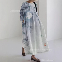 外贸跨境2024秋冬新款独立站亚马逊女装3D印花休闲宽松长袖连衣裙