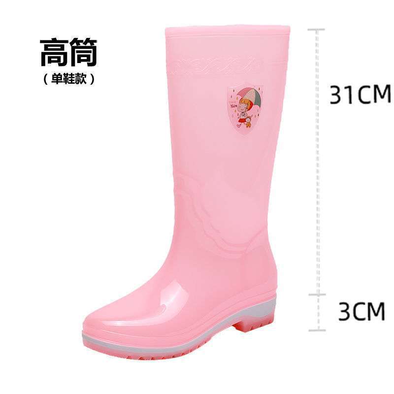 Botas de lluvia para mujer, botas de lluvia de tubo largo y alto, zapatos de goma transparentes de moda para adultos coreanos, botas impermeables, zapatos de trabajo antideslizantes image 6