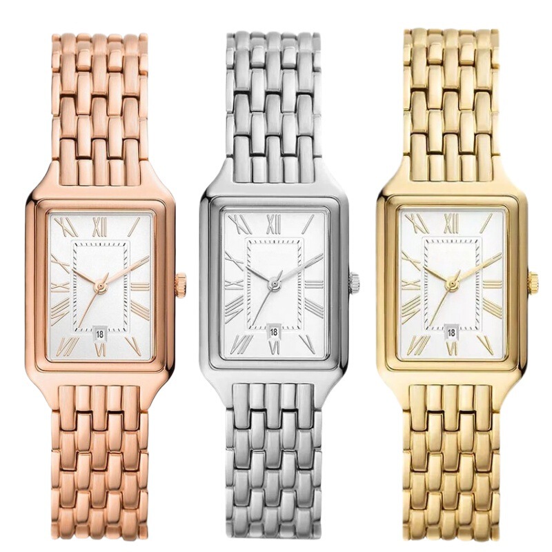 Fosil Small Square Watch for Women Fs Steel Strap Elegant Small Dial Watch Es5271/Es5220/Es5221