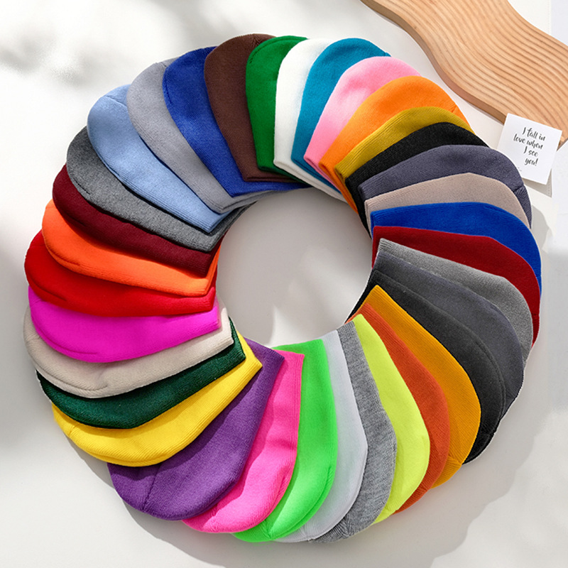 solid color keep warm base knitted hat for men and women
