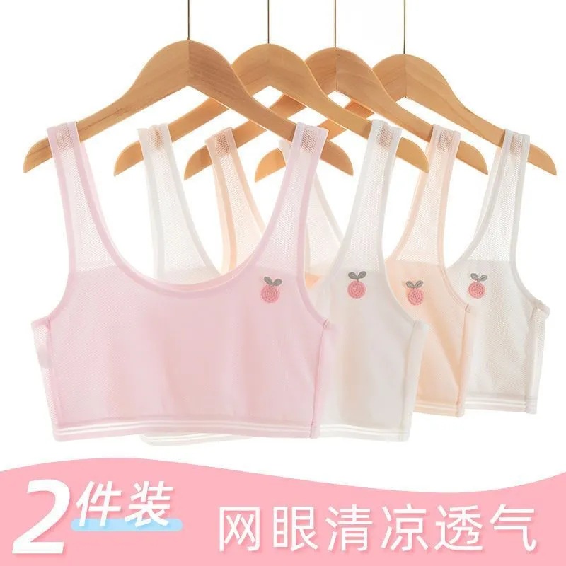 Girls' Underwear Development Period 10 Years Old Pure Cotton Junior High School Young Girls Summer Thin Model Middle and Large Children's Backless Bra 8-15