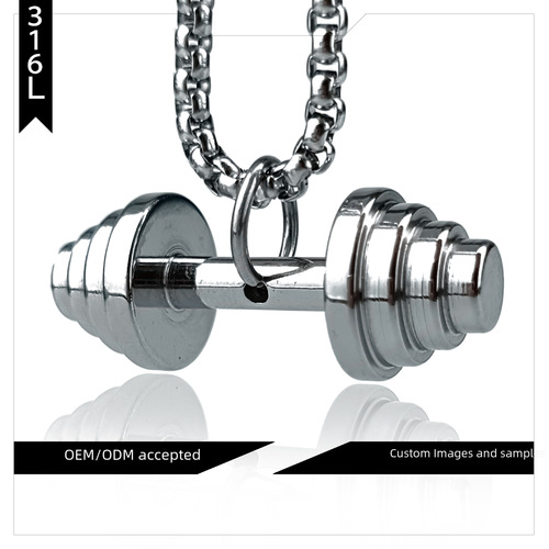 Stainless steel products commuting men dumbbell pendant sports spring fashion titanium steel trendy brand necklace wholesale accessories