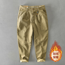 Z338秋冬新款男士棉纯色加绒保暖休闲工装裤一件代发