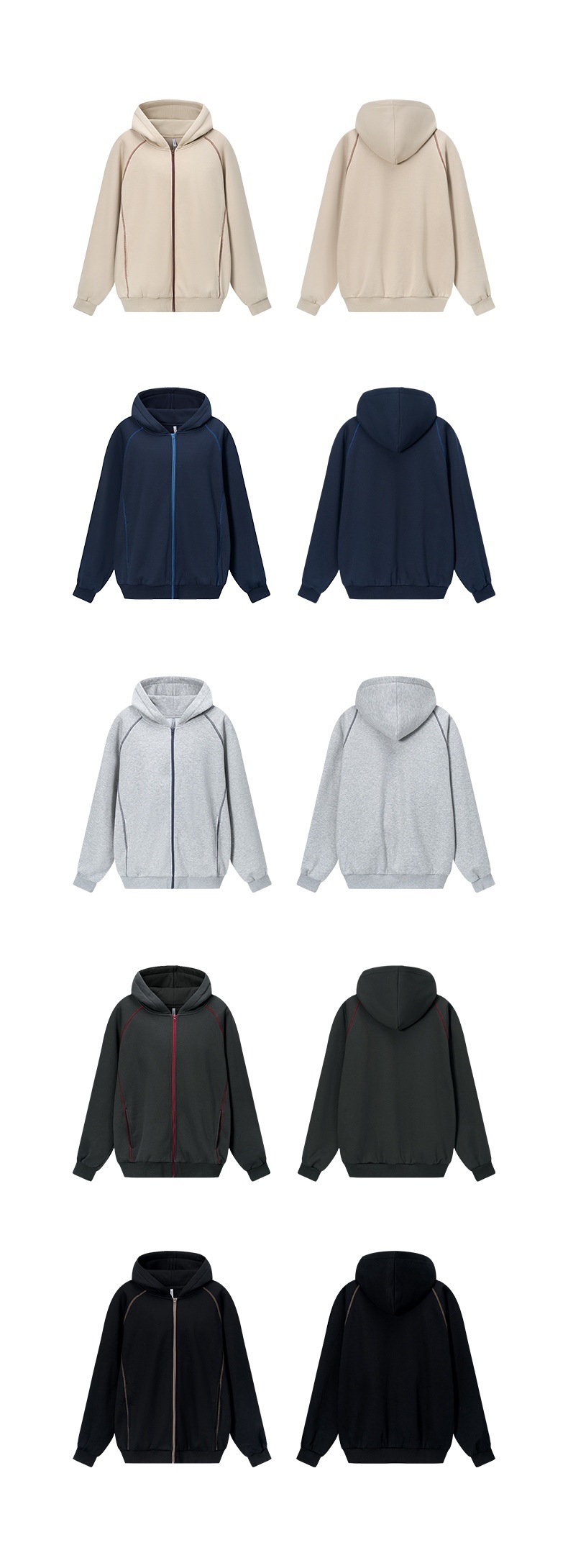 Inflation 325g Fleece Color-Block Zip Hoodie