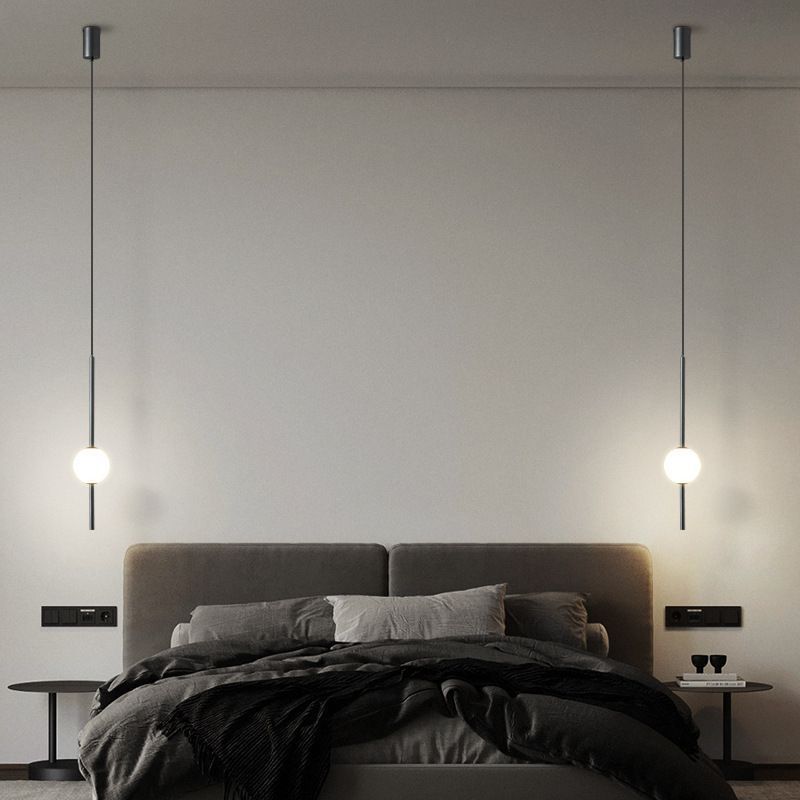 Lámpara de línea larga simple línea larga lujo nórdico mostrador de fondo de pared TV candelabro de fondo de línea de pescado ligera cabezal de cama cables de dormitorio