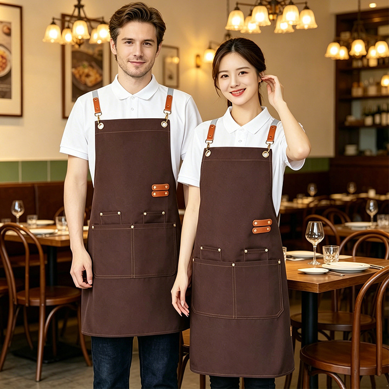 Canvas Apron with Custom Logo Printing, Catering, Baking, Barista-Specific, High-End Beauty Salon, Manicurist Work Uniform