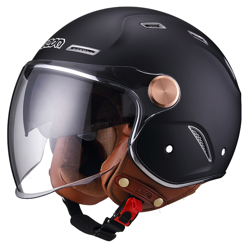 Beon estándar nacional 3C certificado doble lente retro casco motocicleta coche eléctrico 3/4 medio casco caliente cuatro estaciones