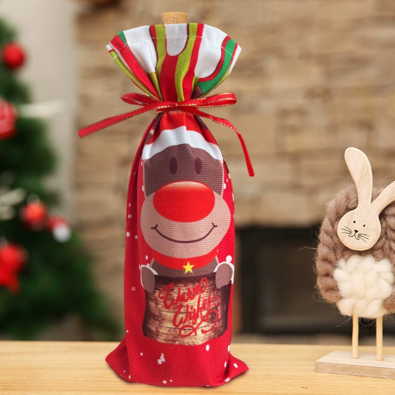 Рождественские украшения, креативный Санта-Клаус, снеговик, олень, набор красного вина, мультяшный рождественский набор бутылок красного вина, сумка для бутылки вина