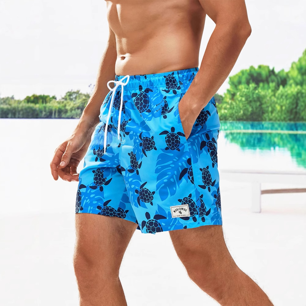 Factory Outlet Xia Gai Lang Men's Beach Pants Quick-drying Loose plus size Colorful Short Seaside Vacation Lined Swimming Pants