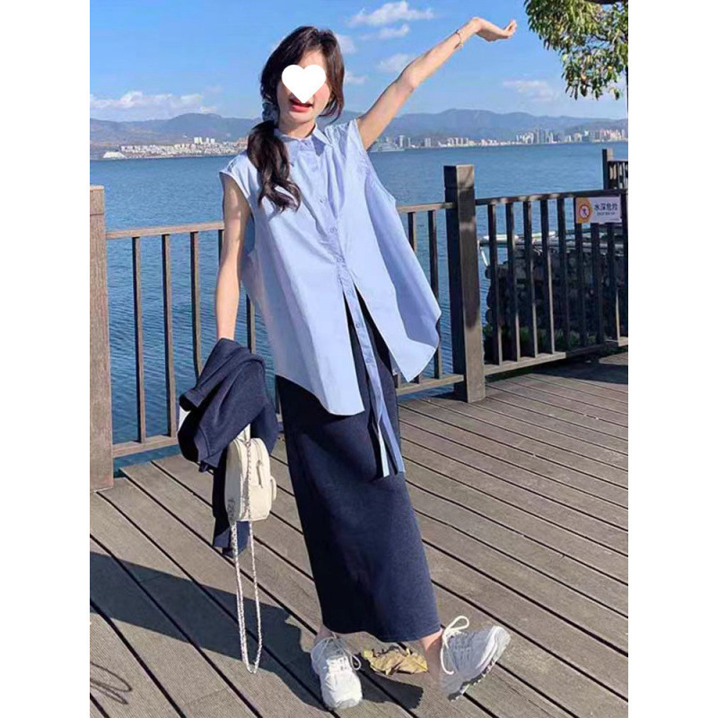 2025春季新款百搭休闲设计感通勤风韩系衬衫卫衣半身裙三件套女|undefined
