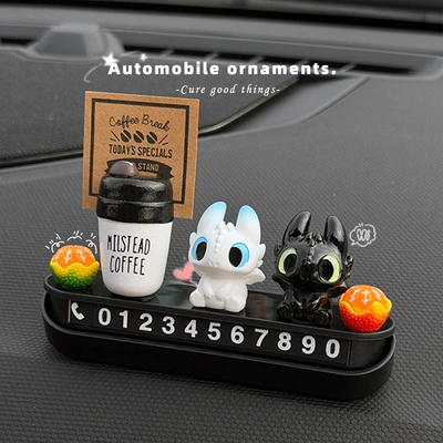 Parking Number Plate Car-Mounted Personalized – Nömrəli dayanma kartı - coffee-2-black-and-white-dragons-2-oranges-mirror-parking-sign