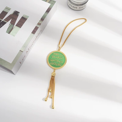 Car hanging scripture and tassels, car pendant, cross-border - green