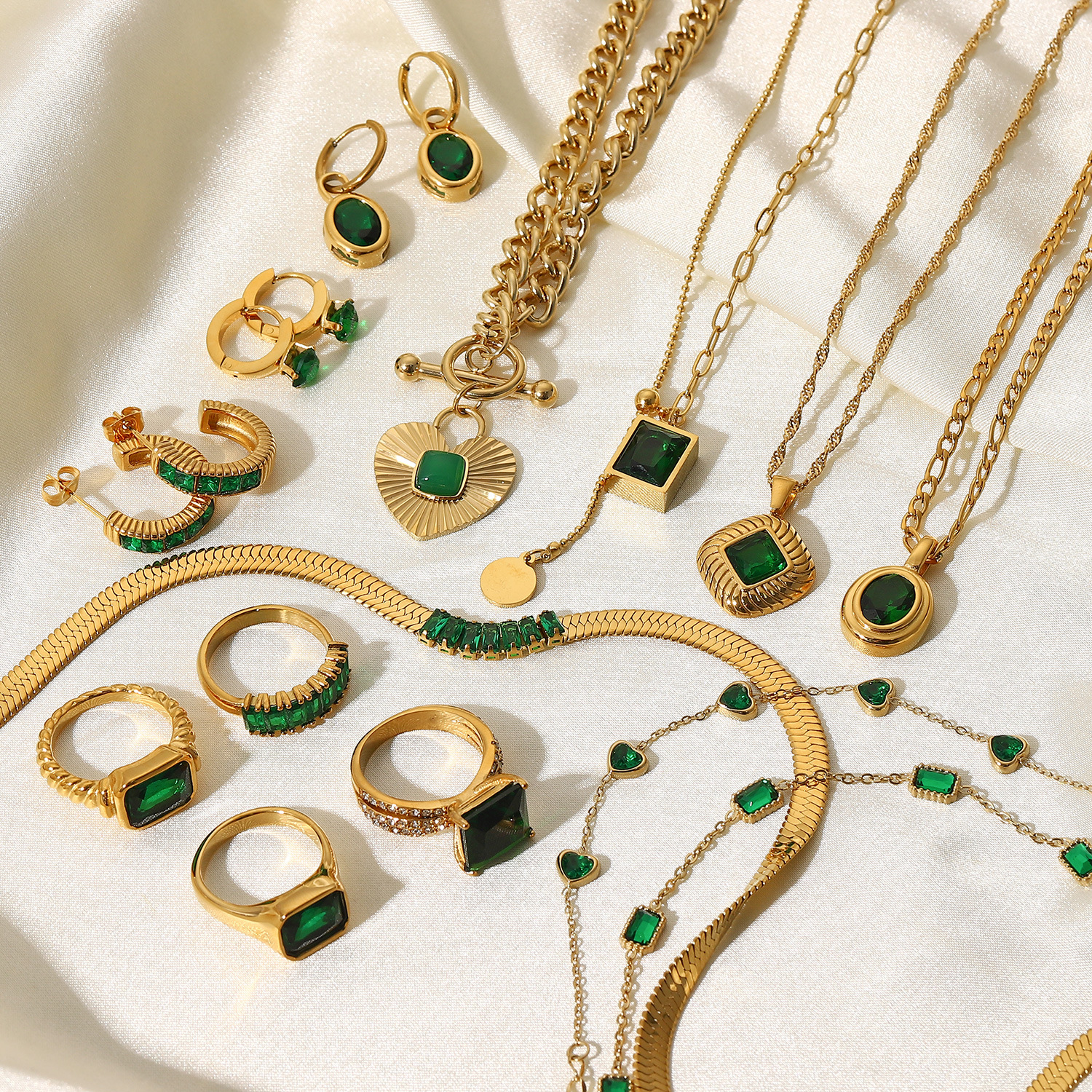 Fashion Geometric Stainless Steel Pendant Necklace Plating Zircon Stainless Steel Necklaces