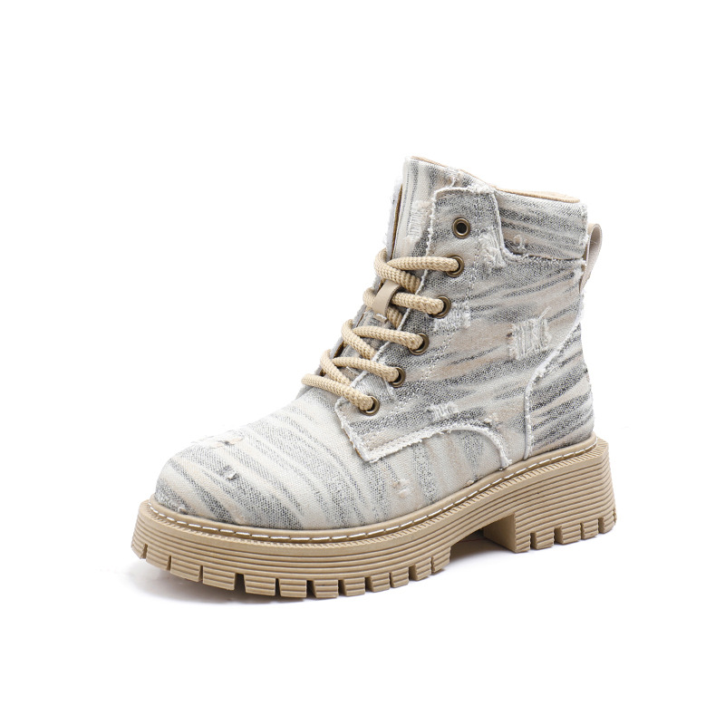2023 Autumn New British Style Martin Boots Fashion Sleeve Thick Sole Round Toe Short Boots for Outer Wear_voghion.com