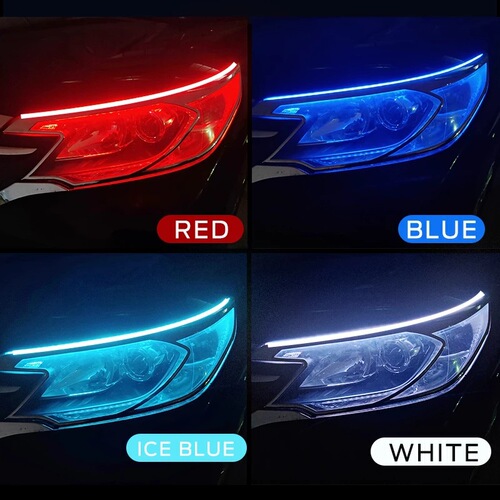 Start scanning day running light dual-color car LED turn signal light light guide bar ultra-thin flowing tears eye brow decorative light