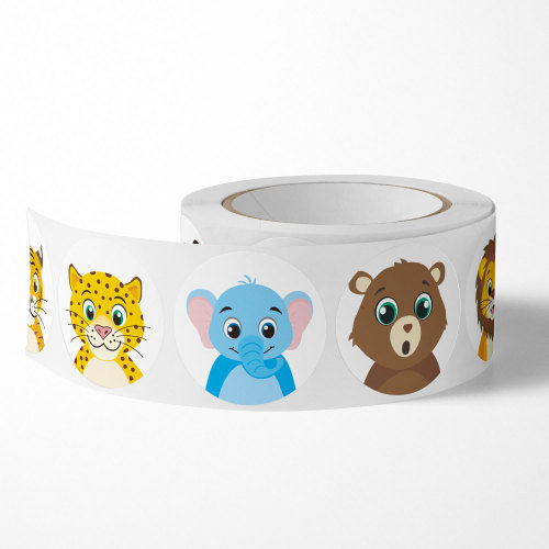 Children's cartoon animal stickers baby stickers kindergarten English teacher inspirational little red flower reward roll stickers