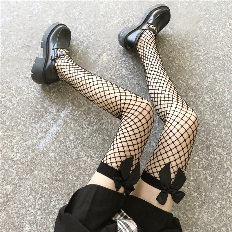 Sr 膝上黒ストッキングセクシーな黒ストッキング夏薄い膝上レース網タイツ黒ミドル丈ハーフセクシー|undefined