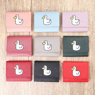 Cartoon Little Duck Coin Purse Cute Printed Multi-Card Women's Wallet 30% Short Small Card Bag Cross-Border Supply