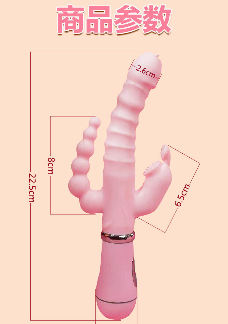 Tongue-Licking Triple-Head Rabbit Vibrator, Multi-Frequency Rechargeable Handheld Massager for Women and Couples — detail image 12