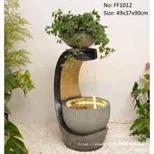 欧式轻奢流水喷泉现代客厅循环水景装饰品玄关落地加湿器摆件编织