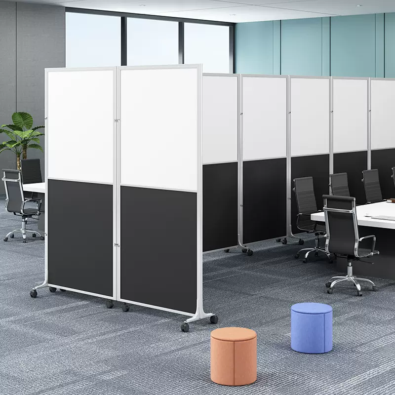 办公室移动折叠屏风玻璃高隔断工厂仓库车间推拉挡板墙高隔断屏风