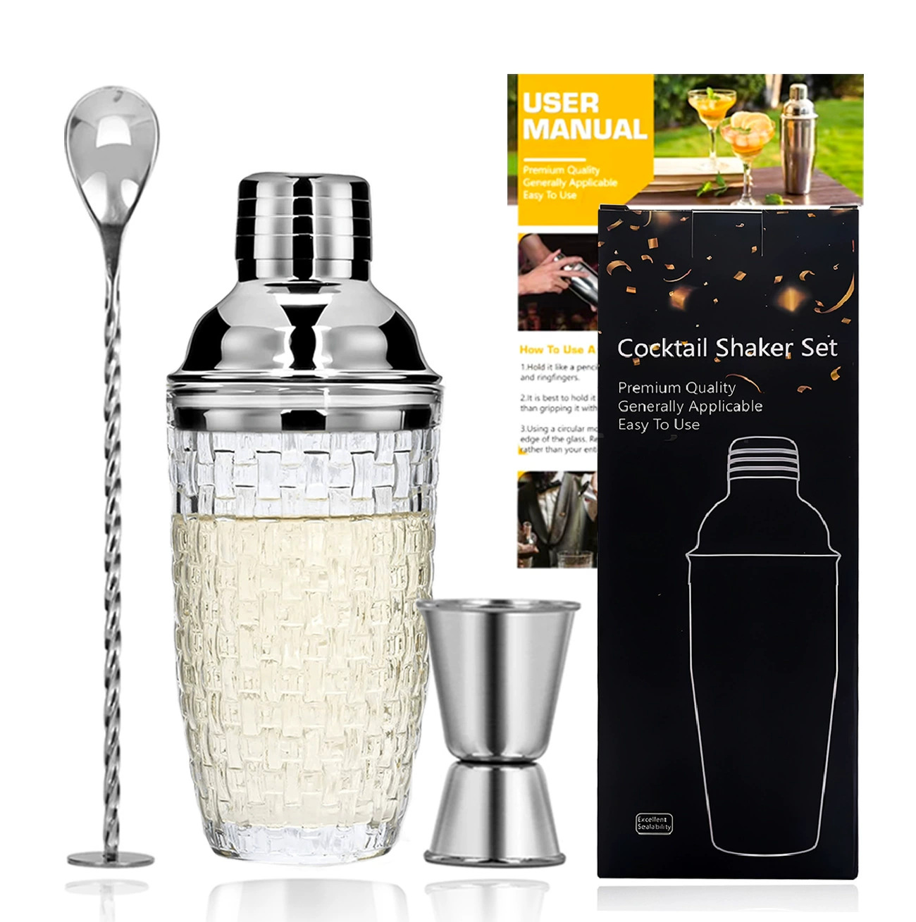 [3종세트] 400ml 실버 패턴 유리