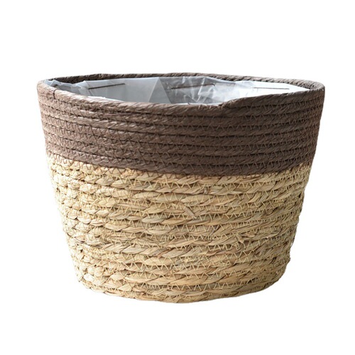 Straw flower pot round inverted vertebrae bamboo flower basket plant pot flower pot storage Amazon decoration