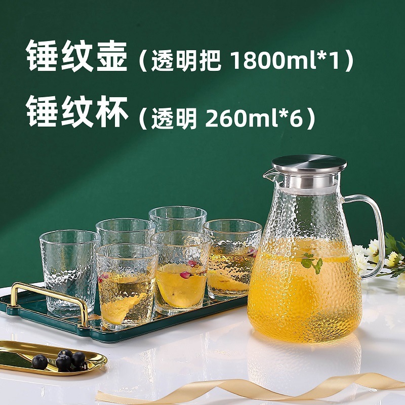 tetera de agua fría de vidrio tetera de agua fría doméstica resistente a altas temperaturas taza de agua fría resistente al calor a prueba de explosiones de gran capacidad tetera de té abierta fría image 23