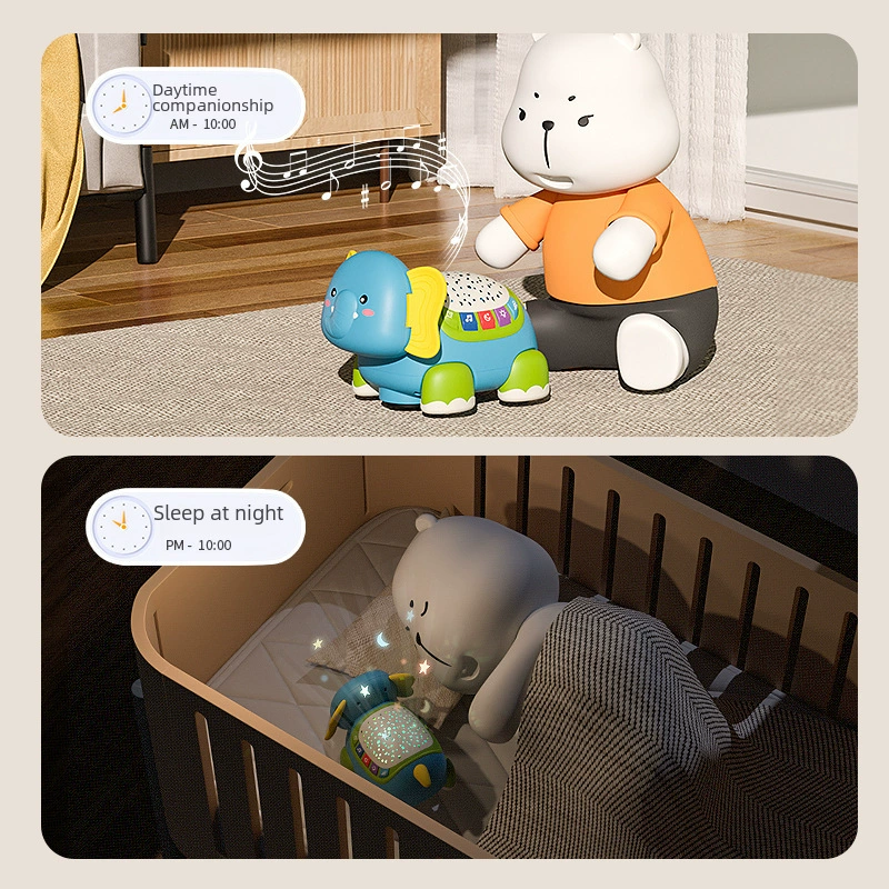 Электрическая игрушка для ползания (VitalityBear) слон — звездная проекция, музыка и пульт, 0–2 года