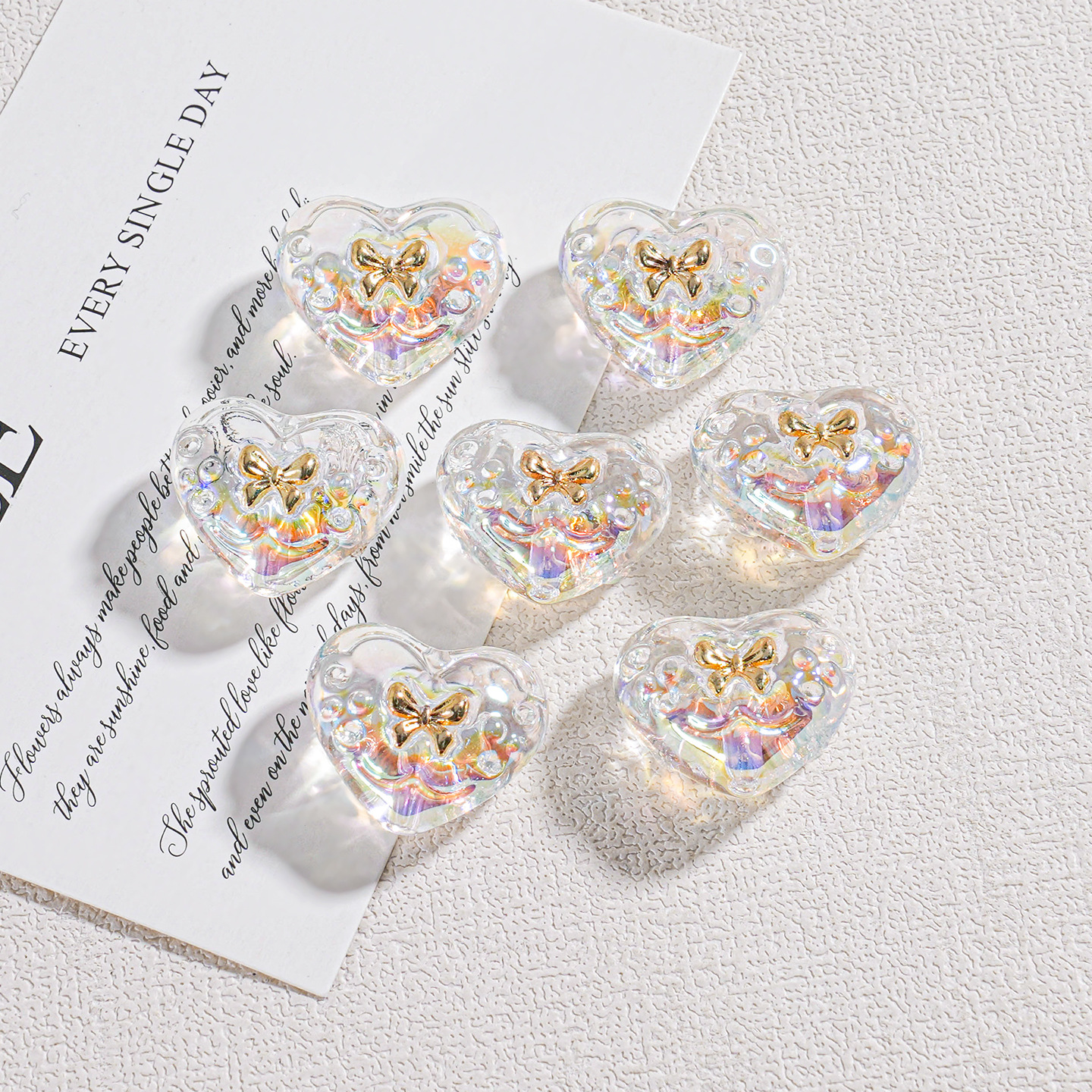 Ma Bei transparente amor con cuentas de oro resina hecha a mano DIY cadena de teléfono móvil bolso cadena collar pendientes accesorios para el cabello