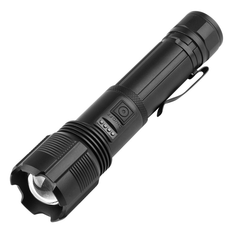 LED Flashlight Type-C Rechargeable Aluminum Alloy Tactical Portable Waterproof Outdoor Zoom Strong Light P50 Flashlight