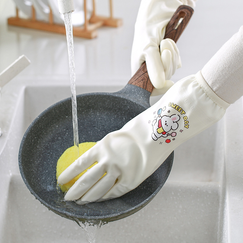 洗碗手套女耐用型家用厨房乳胶清洁家务洗衣服橡胶皮防水干活加厚|undefined