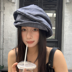 【古早艺术家】日系小众大版型褶皱画家帽可翻檐棉麻软丝八角帽潮
