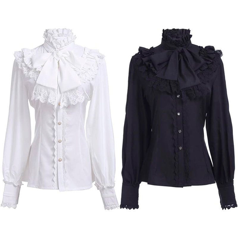 Amazon's New Victorian Era Shirt, Women's Gothic Shirt, Vintage Long-Sleeved Lotus Pleated Top Amazon's New Victorian Era Shirt, Women's Gothic Shirt, Vintage Long-Sleeved Lotus Pleated Top