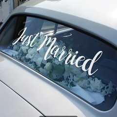 Just Married新婚ビニール光沢面車貼り防水装飾シールAYX09