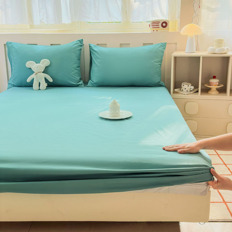 2025 nuevo estilo japonés color sólido viento sin impresión tipo A leche algodón lavado súper suave sábana de una pieza funda de almohada