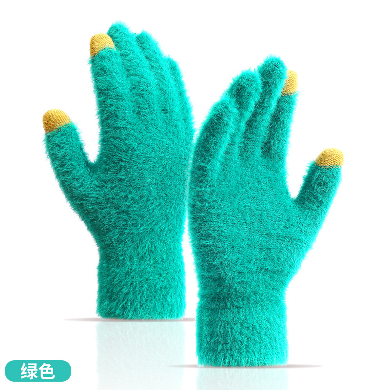 Nuevos guantes de visón de imitación simple de los hombres y las mujeres al por mayor Otoño e Invierno guantes de pantalla táctil caliente a prueba de frío