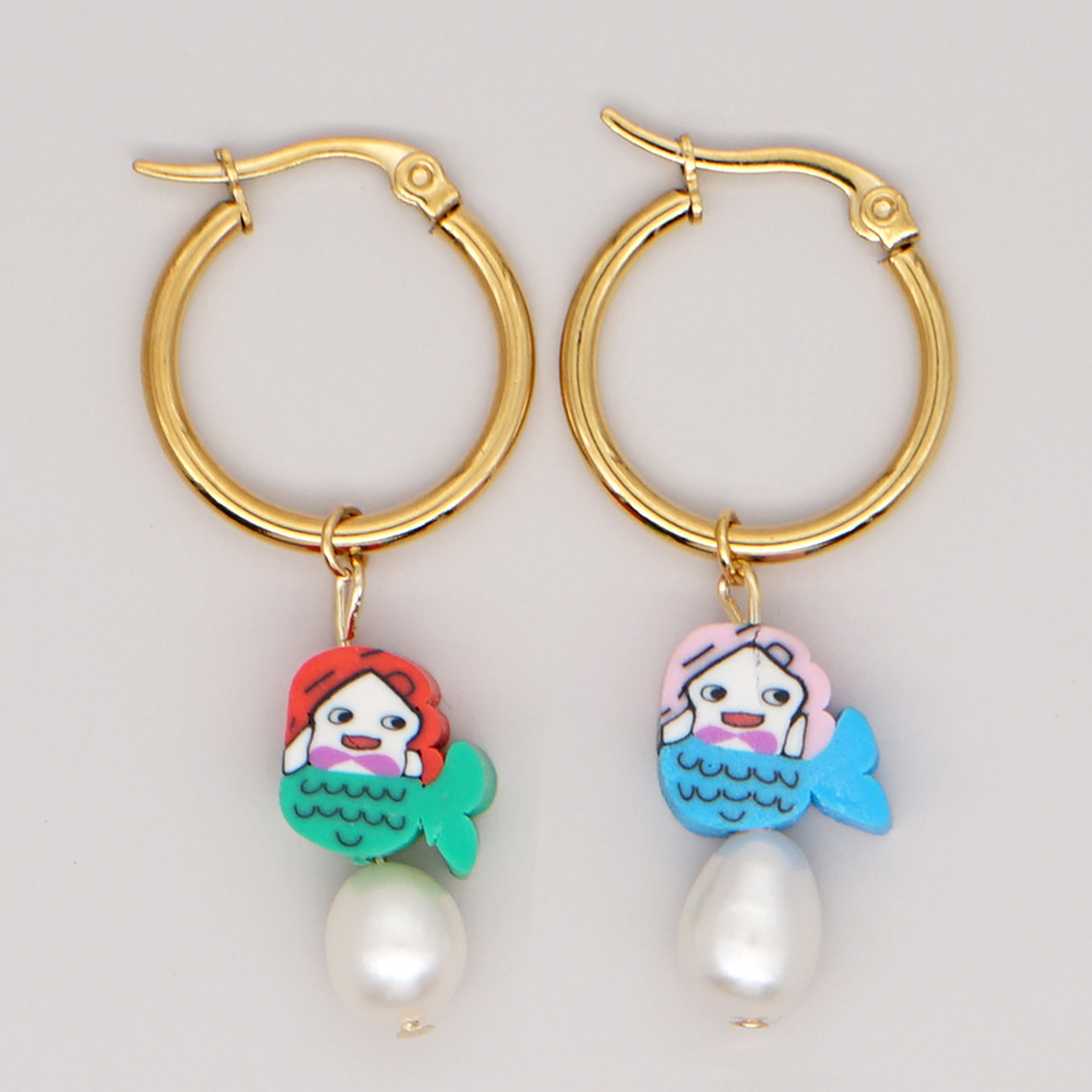 Bohemian Color Matching Simple Soft Ceramic Pearl Earrings Wholesale display picture 6