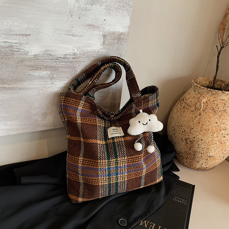 Bolsa de hombro retro coreana de gran capacidad para estudiantes universitarios, bolso de estilo universitario, bolso de estilo artístico, bolso de celosía