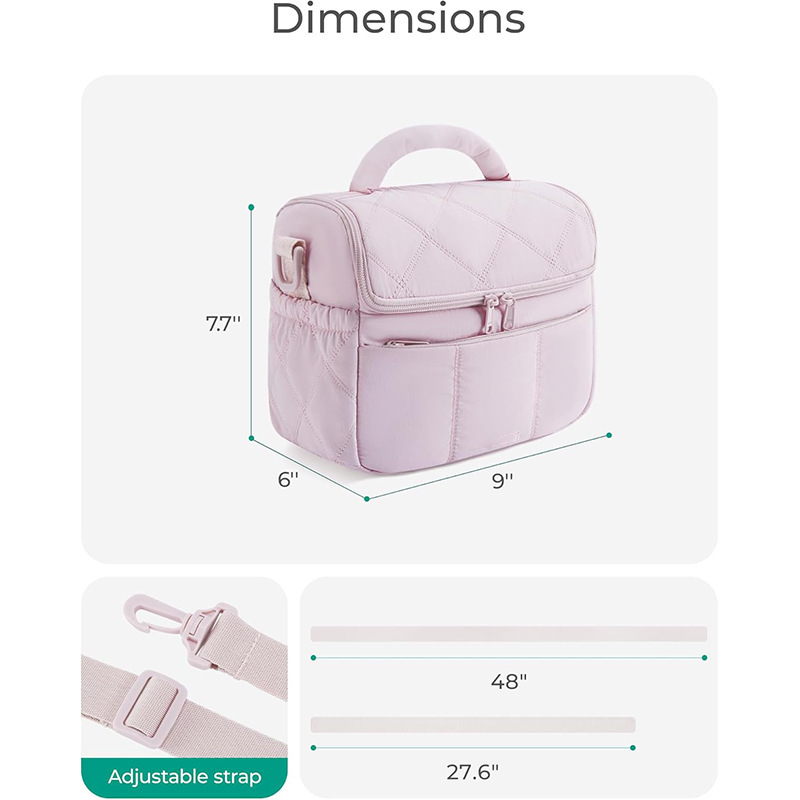 Amazon 新しい断熱ランチバッグ女性用かわいいキルティングランチボックス軽量ふわふわ防水ランチトートバッグ|undefined