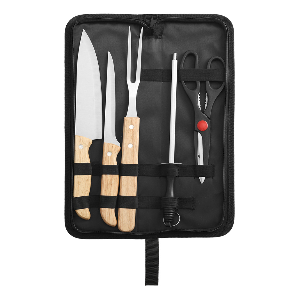 Fuente de fábrica de acero inoxidable set de herramientas de parrilla de camping al aire libre set de herramientas de cuchillo de picnic bolsa portátil herramientas de parrilla